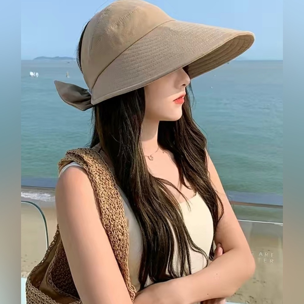 Solid Color Ponytail Visor Hat.  Color: Khaki